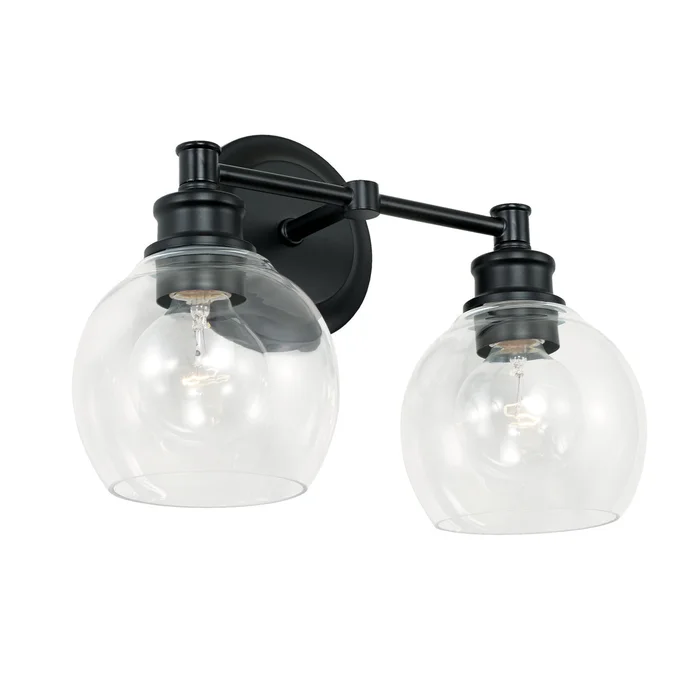 Capital Lighting 121121MB-426 Mid Century Two Light Vanity, Matte Black