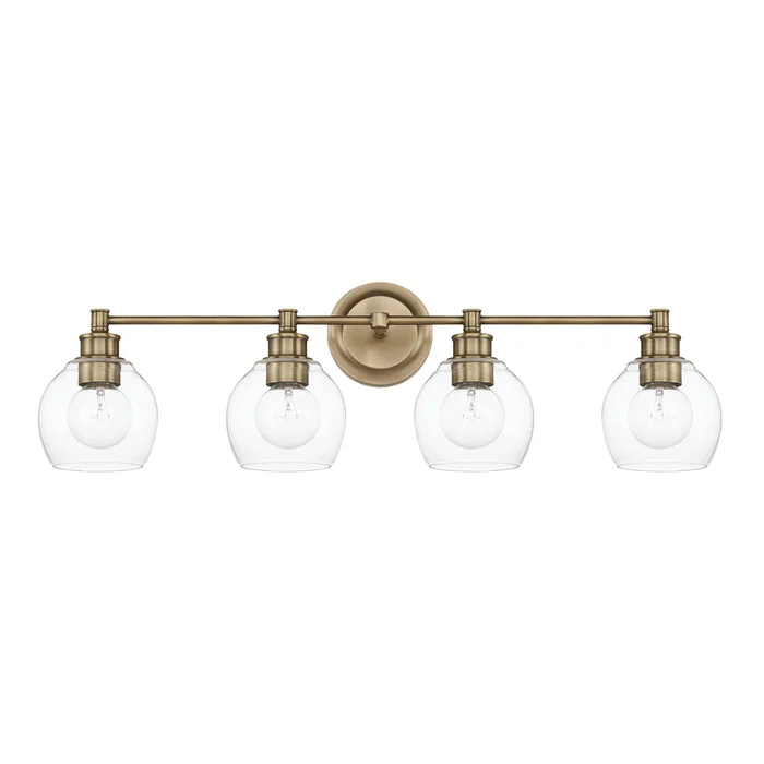 Capital Lighting 121141AD-426 Mid Century Four Light Vanity, Aged Brass