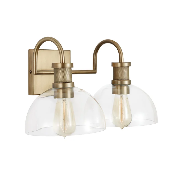 Capital Lighting 139123AD-497 Cassidy Two Light Vanity, Aged Brass