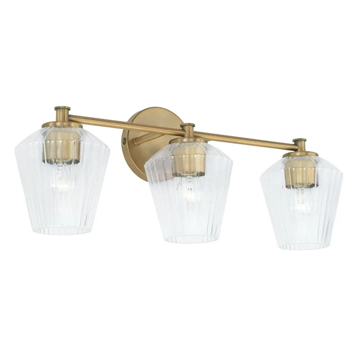 Capital Lighting 141431AD-507 Beau Three Light Vanity, Aged Brass