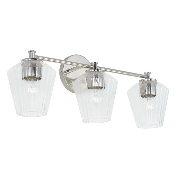 Capital Lighting 141431PN-507 Beau Three Light Vanity, Polished Nickel