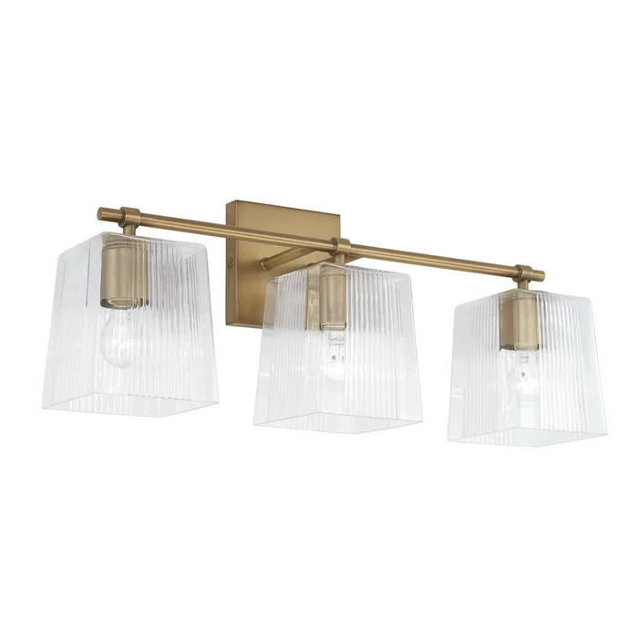 Capital Lighting 141731AD-508 Lexi Three Light Vanity, Aged Brass