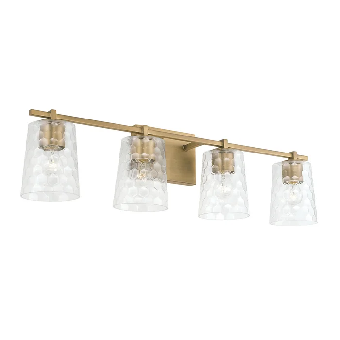 Capital Lighting 143541AD-517 Burke Four Light Vanity, Aged Brass