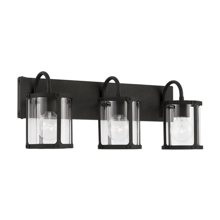Capital Lighting 144931BI-527 Brennen Three Light Vanity, Black Iron