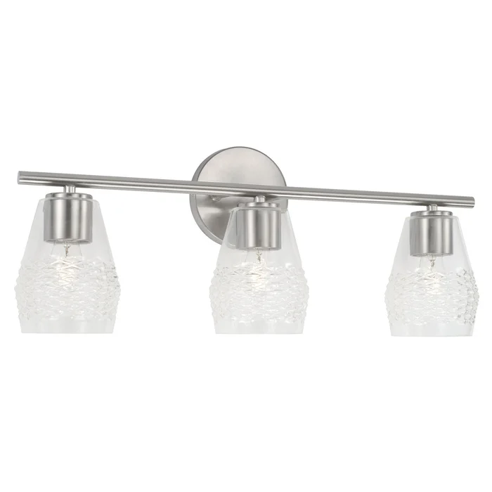 Capital Lighting 145031BN-524 Dena Three Light Vanity, Brushed Nickel