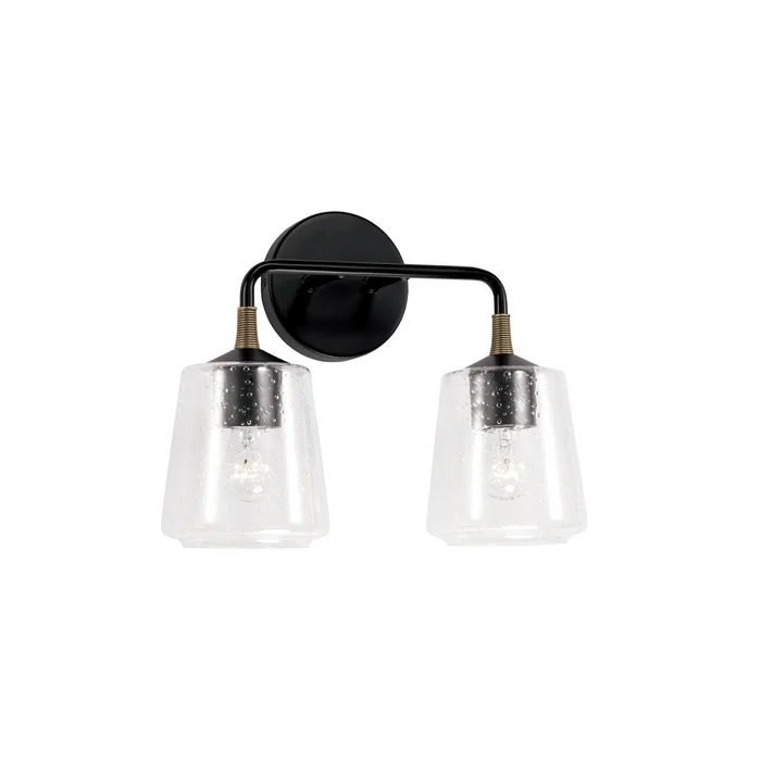 Capital Lighting 145621KB-530 Amara Two Light Vanity, Matte Black with Brass