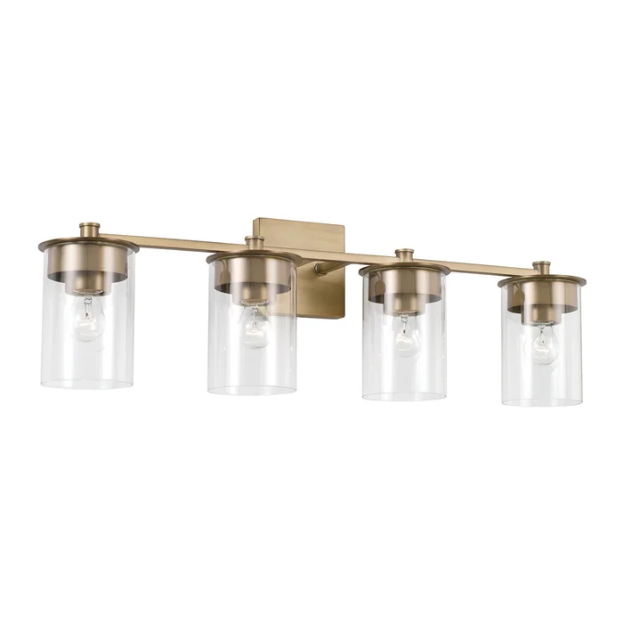 Capital Lighting 146841AD-532 Mason Four Light Vanity, Aged Brass