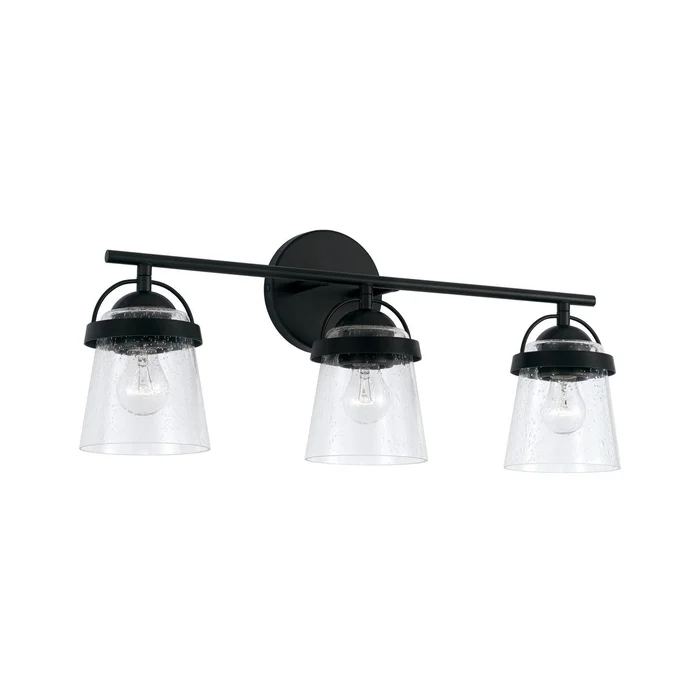 Capital Lighting 147031MB-534 Madison Three Light Vanity, Matte Black