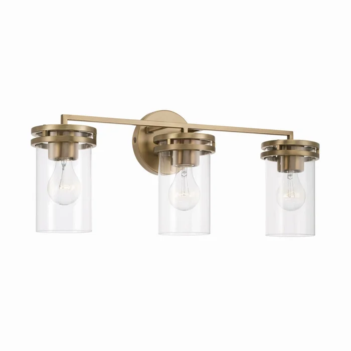 Capital Lighting 148731AD-539 Fuller Three Light Vanity, Aged Brass