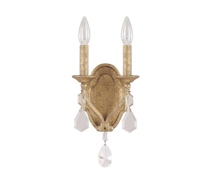 Capital Lighting 1617AG-CR Blakely Two Light Wall Sconce, Antique Gold