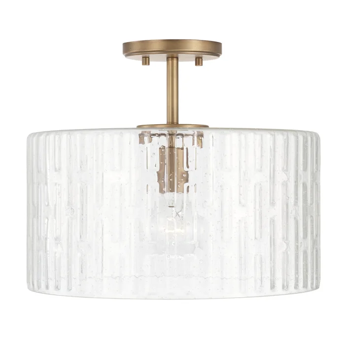 Capital Lighting 241311AD Emerson One Light Semi-Flush Mount, Aged Brass