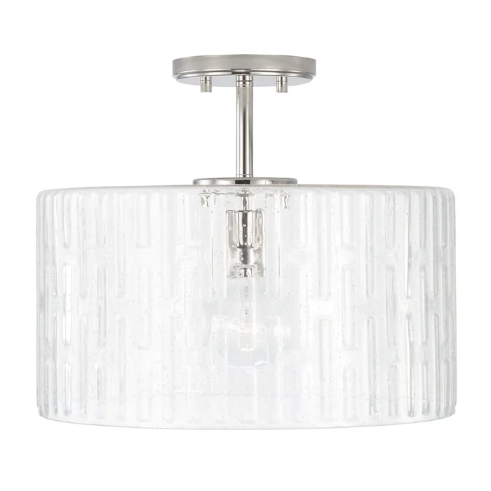 Capital Lighting 241311PN Emerson One Light Semi-Flush Mount, Polished Nickel
