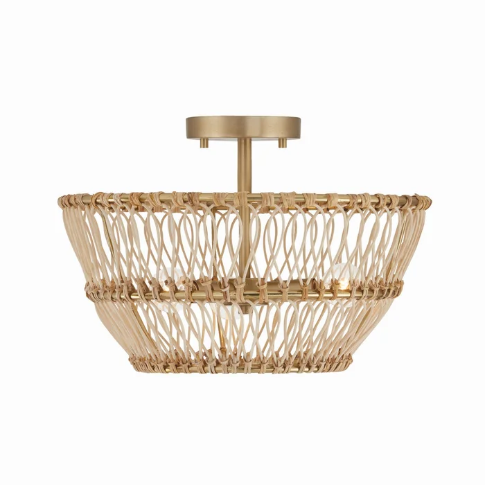 Capital Lighting 244131MA Wren Three Light Semi-Flush Mount, Matte Brass