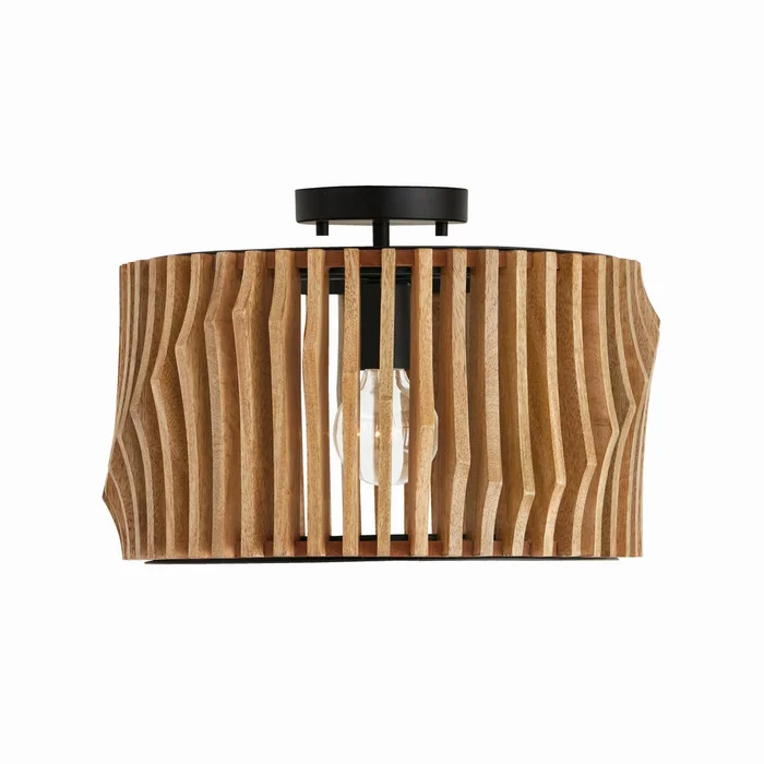 Capital Lighting 244632WK Archer One Light Semi-Flush Mount, Light Wood and Matte Black