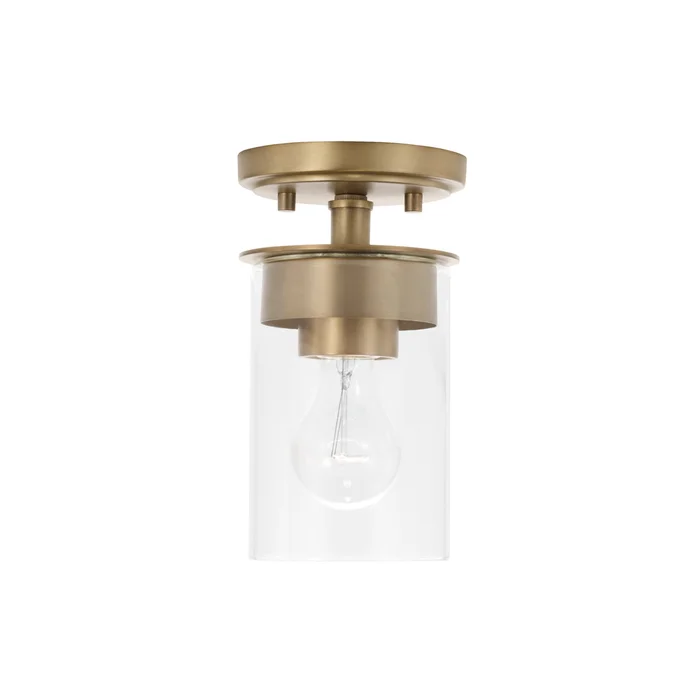 Capital Lighting 246811AD-532 Mason One Light Semi-Flush Mount, Aged Brass