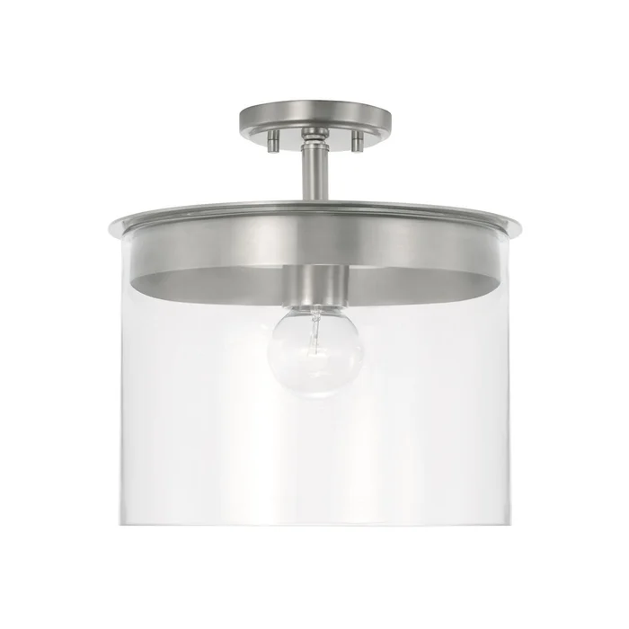 Capital Lighting 246812BN Mason One Light Semi-Flush Mount, Brushed Nickel