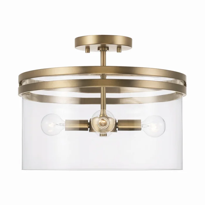 Capital Lighting 248741AD Fuller Four Light Semi-Flush Mount, Aged Brass