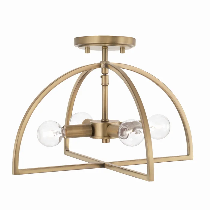 Capital Lighting 248841AD Lawson Four Light Semi-Flush Mount, Aged Brass