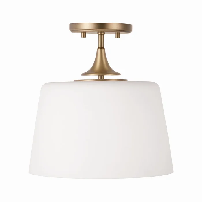 Capital Lighting 248911AD Presley One Light Semi-Flush Mount, Aged Brass