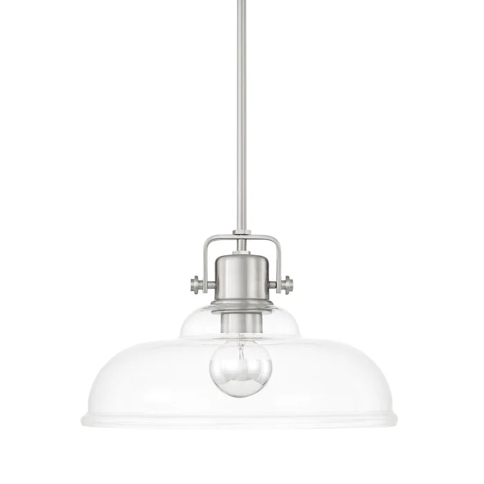 Capital Lighting 319911BN Jack One Light Pendant, Brushed Nickel