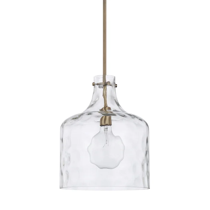 Capital Lighting 325717AD Crawford One Light Pendant, Aged Brass