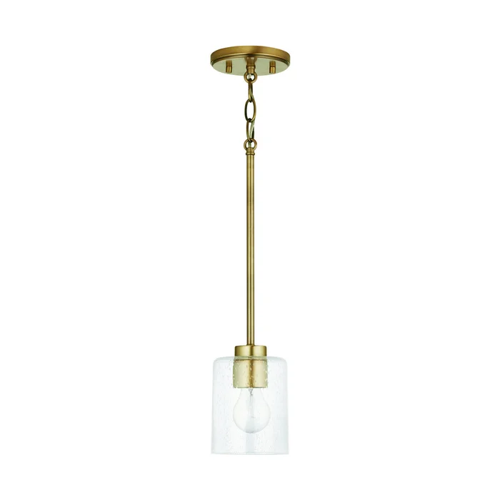 Capital Lighting 328511AD-449 Greyson One Light Pendant, Aged Brass