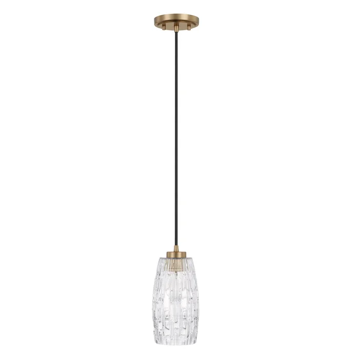 Capital Lighting 328611AD-450 Casper One Light Pendant, Aged Brass