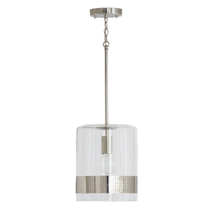 Capital Lighting 335911PN Marion One Light Pendant, Polished Nickel (Discontinued)