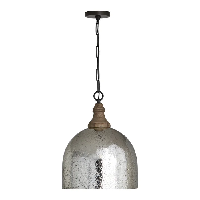 Capital Lighting 336011YP-483 Inglewood One Light Pendant, Grey Wash and Dark Pewter