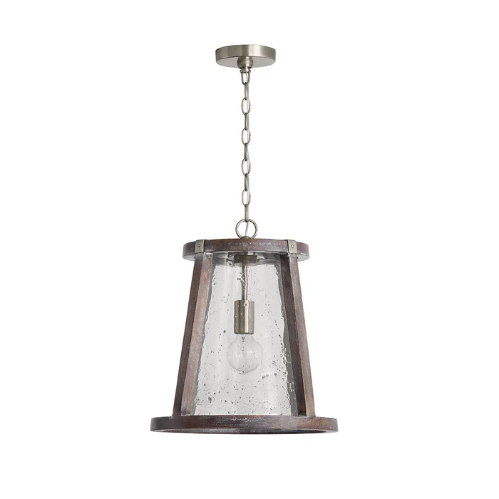 Capital Lighting 340512HN Connor One Light Pendant, Barnhouse and Matte Nickel