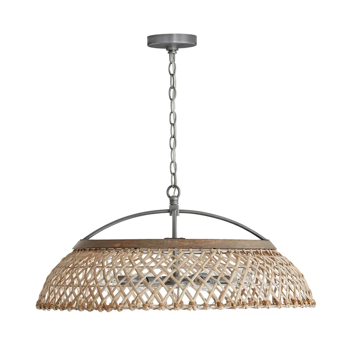 Capital Lighting 340862GK Rainey Six Light Pendant, Grey Wash and Antique Nickel