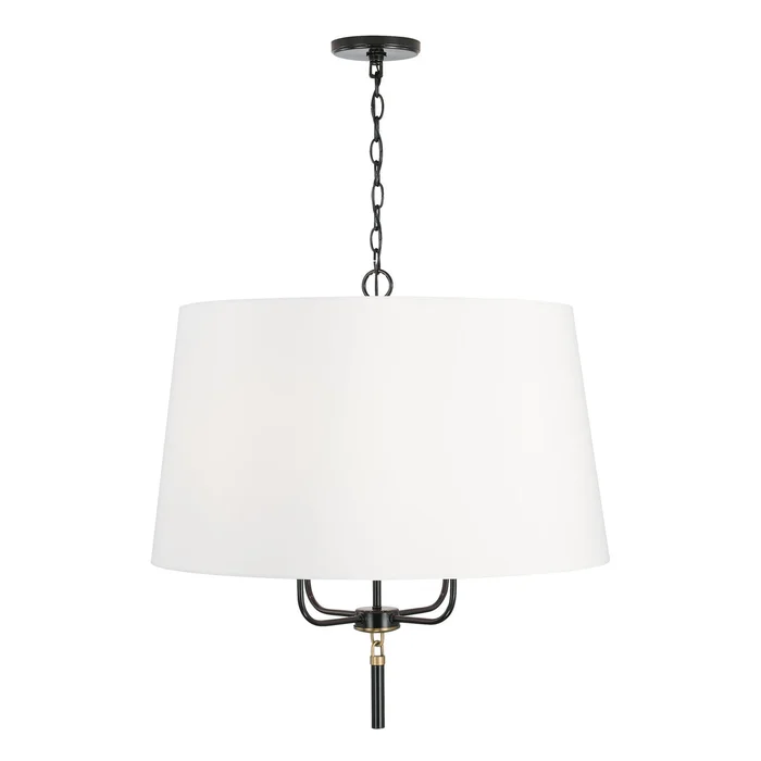 Capital Lighting 341941YA Beckham Four Light Pendant, Glossy Black and Aged Brass