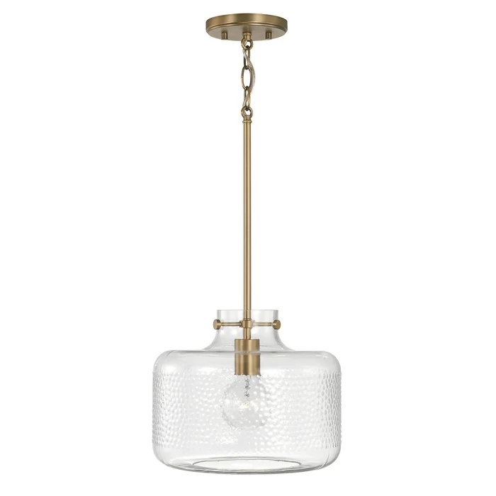 Capital Lighting 342512AD Brighton One Light Pendant, Aged Brass