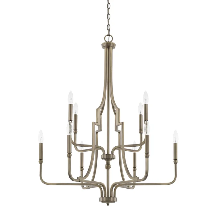 Capital Lighting 419391AD Dawson Ten Light Chandelier, Aged Brass