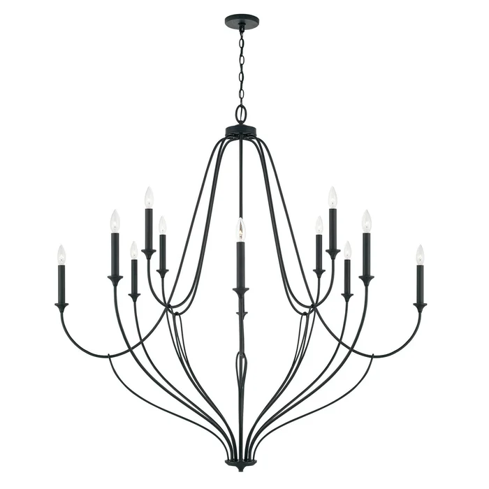 Capital Lighting 441601BI Bentley 12 Light Chandelier, Black Iron