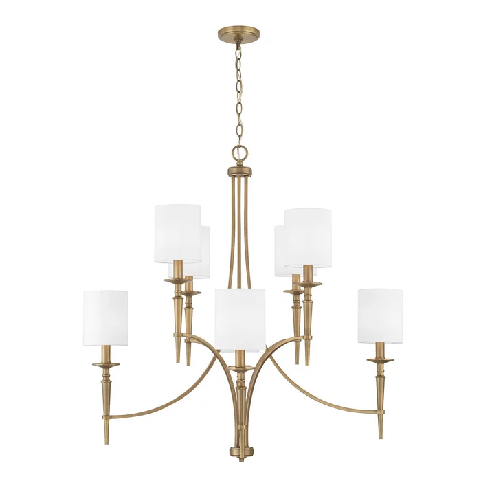 Capital Lighting 442681AD-701 Abbie Eight Light Chandelier, Aged Brass