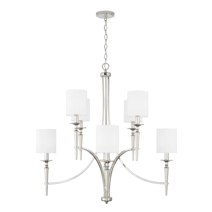 Capital Lighting 442681PN-701 Abbie Eight Light Chandelier, Polished Nickel