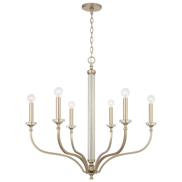 Capital Lighting 444861BS Breigh Six Light Chandelier, Brushed Champagne