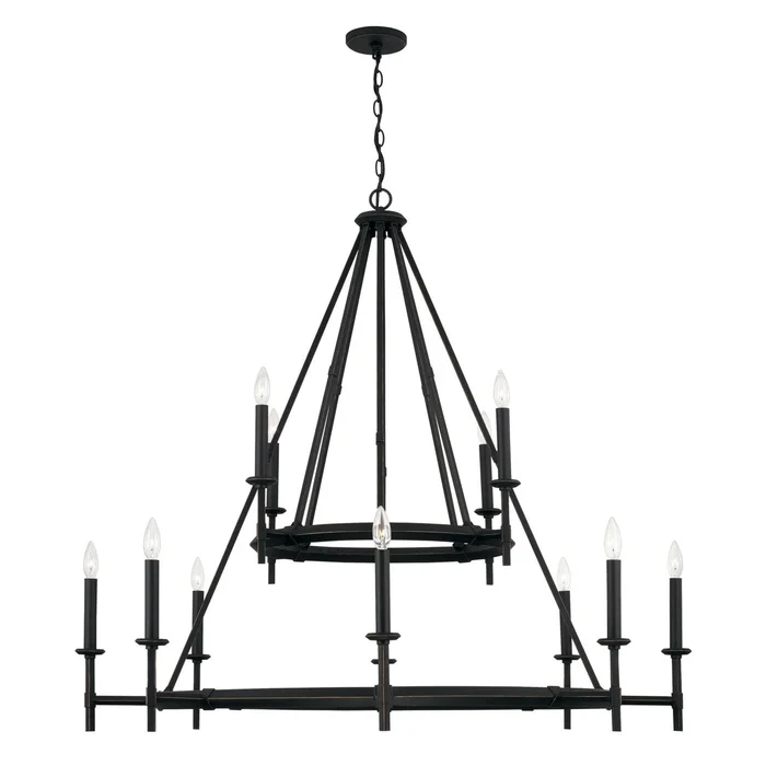 Capital Lighting 445201IH Ogden 12 Light Chandelier, Brushed Black Iron