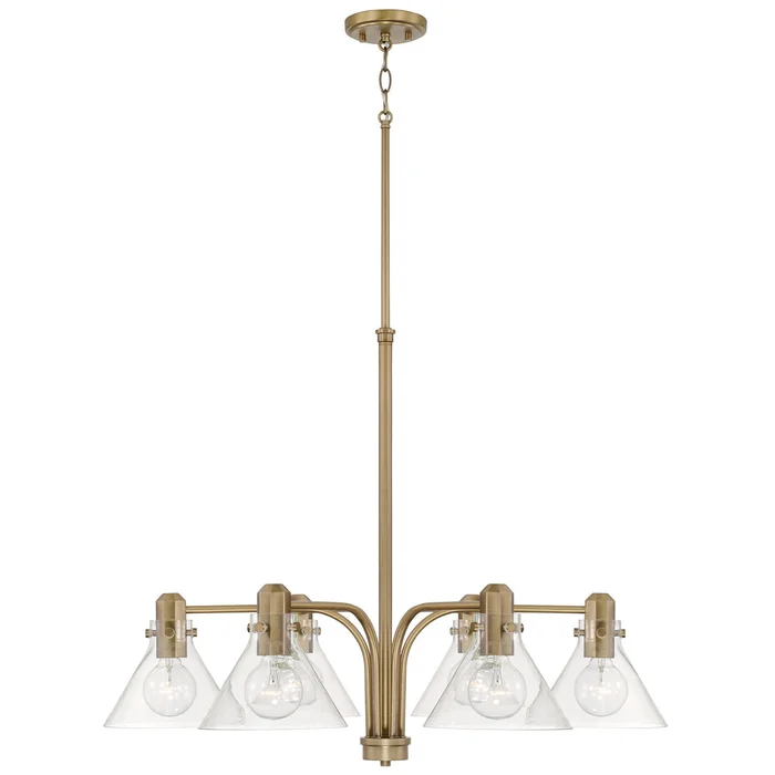 Capital Lighting 445861AD-528 Greer Six Light Chandelier, Aged Brass