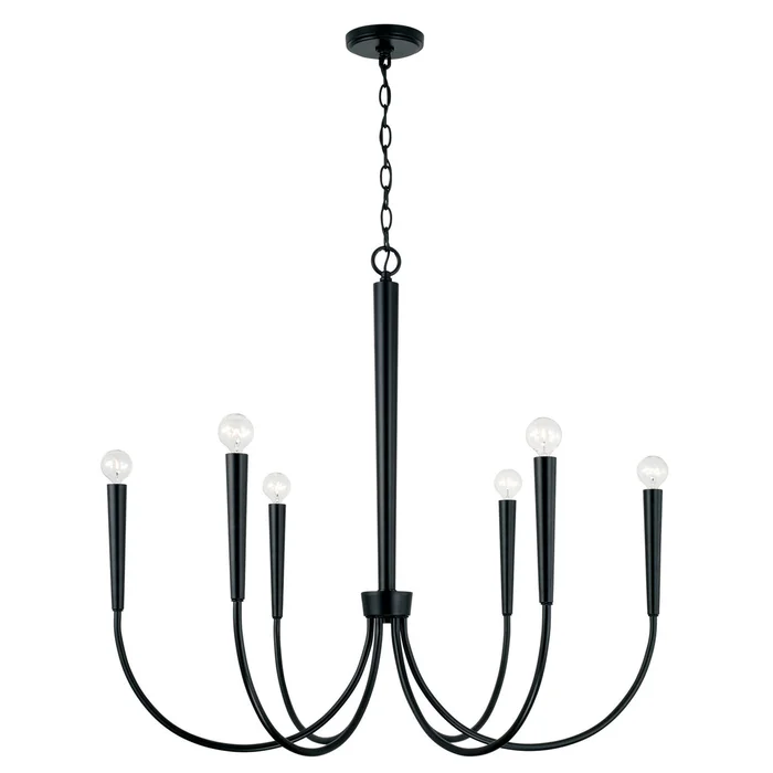Capital Lighting 445961MB Holden Six Light Chandelier, Matte Black