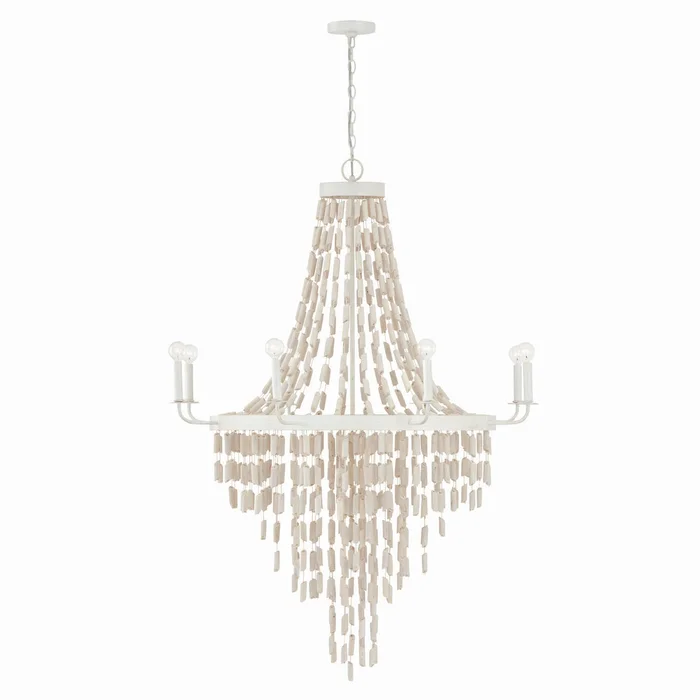 Capital Lighting 447782OW Carissa Eight Light Chandelier, Organic White