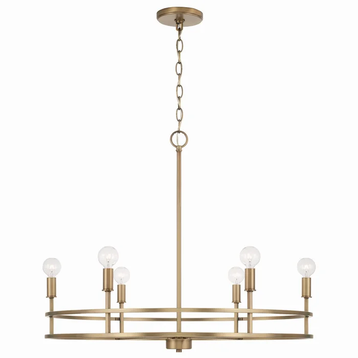 Capital Lighting 448761AD Fuller Six Light Chandelier, Aged Brass