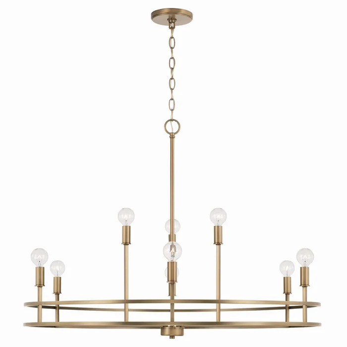 Capital Lighting 448791AD Fuller Nine Light Chandelier, Aged Brass