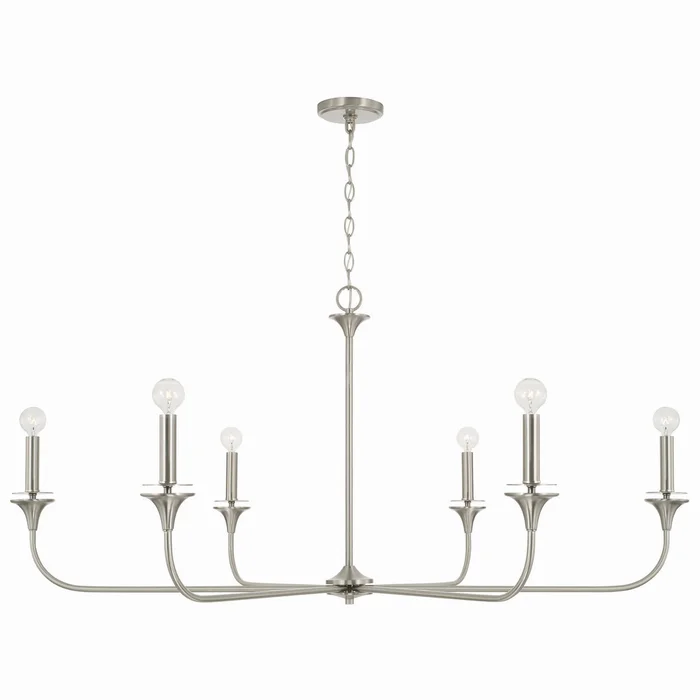 Capital Lighting 448961BN Presley Six Light Chandelier, Brushed Nickel