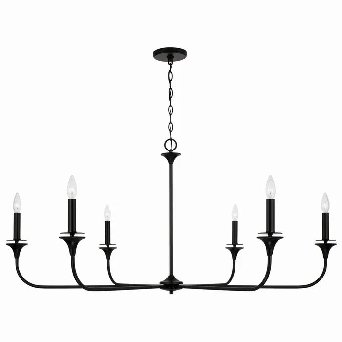 Capital Lighting 448961MB Presley Six Light Chandelier, Matte Black