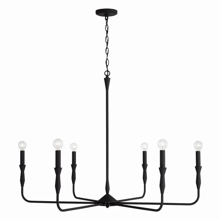 Capital Lighting 450362XK Paloma Six Light Chandelier, Textured Black