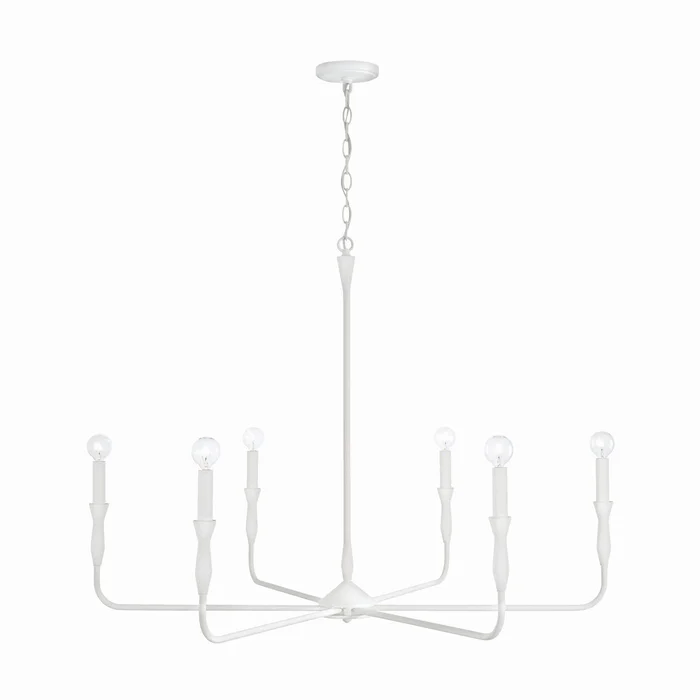 Capital Lighting 450362XW Paloma Six Light Chandelier, Textured White