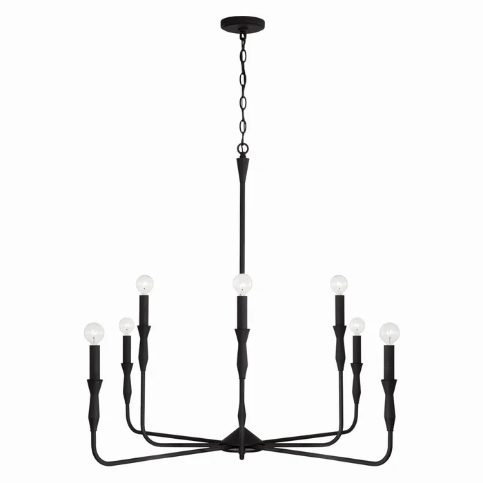 Capital Lighting 450381XK Paloma Eight Light Chandelier, Textured Black