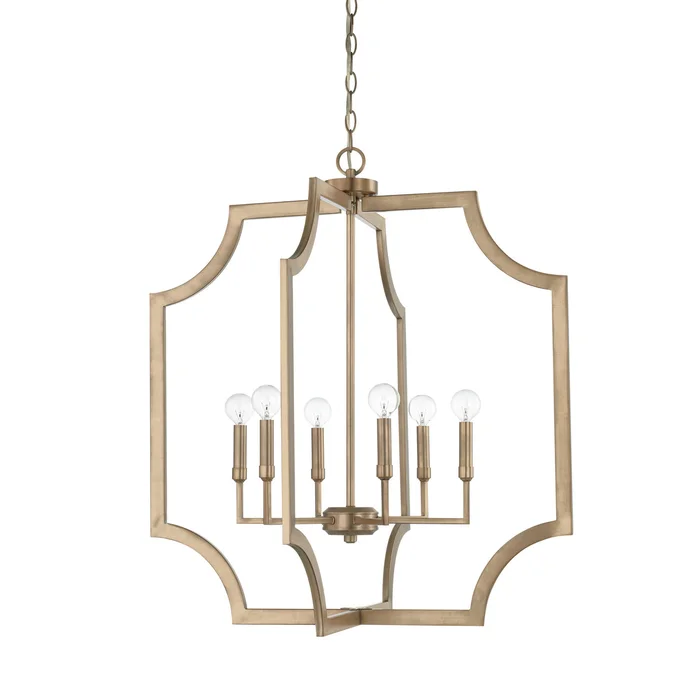 Capital Lighting 526161AD Lesley Six Light Foyer Pendant, Aged Brass